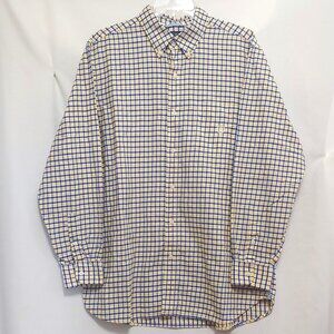 CHAPS Button Front Long Sleeve Shirt. Yellow/Blue. Men's Size Large